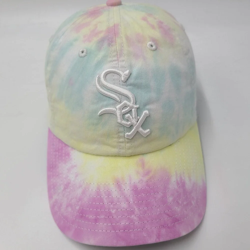 Women Chicago White Sox Hat Strapback 47 Brand Clean Up Pastel Tie Dye MLB Logo